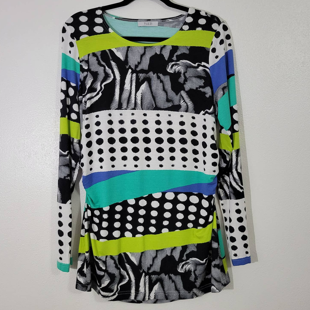 Tuzzi Multi Print Long Sleeve Tunic Blouse